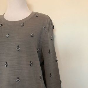J. Crew cotton terry sweatshirt with jewels